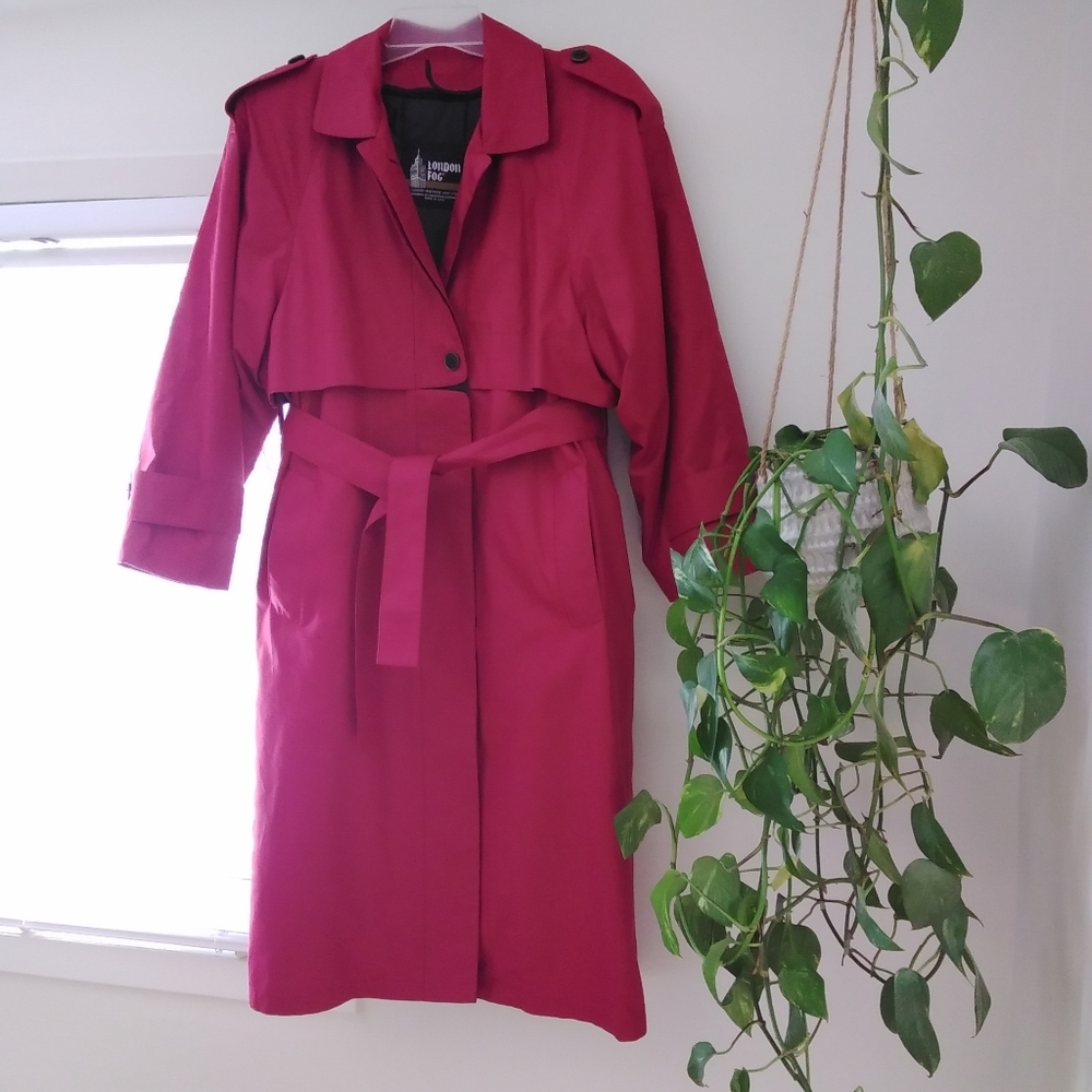 London Fox Wamsutta Thinsulate Lined Long Trench Coat Sz: 8 Petite Red